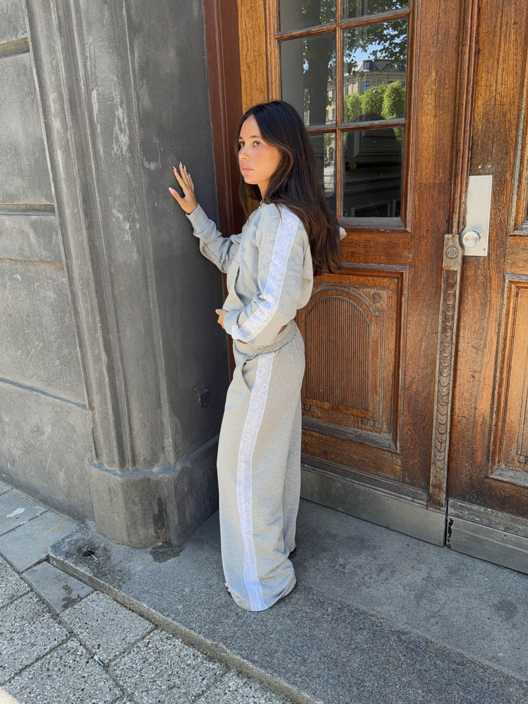 Obban sweatpants with lace - Grey/white