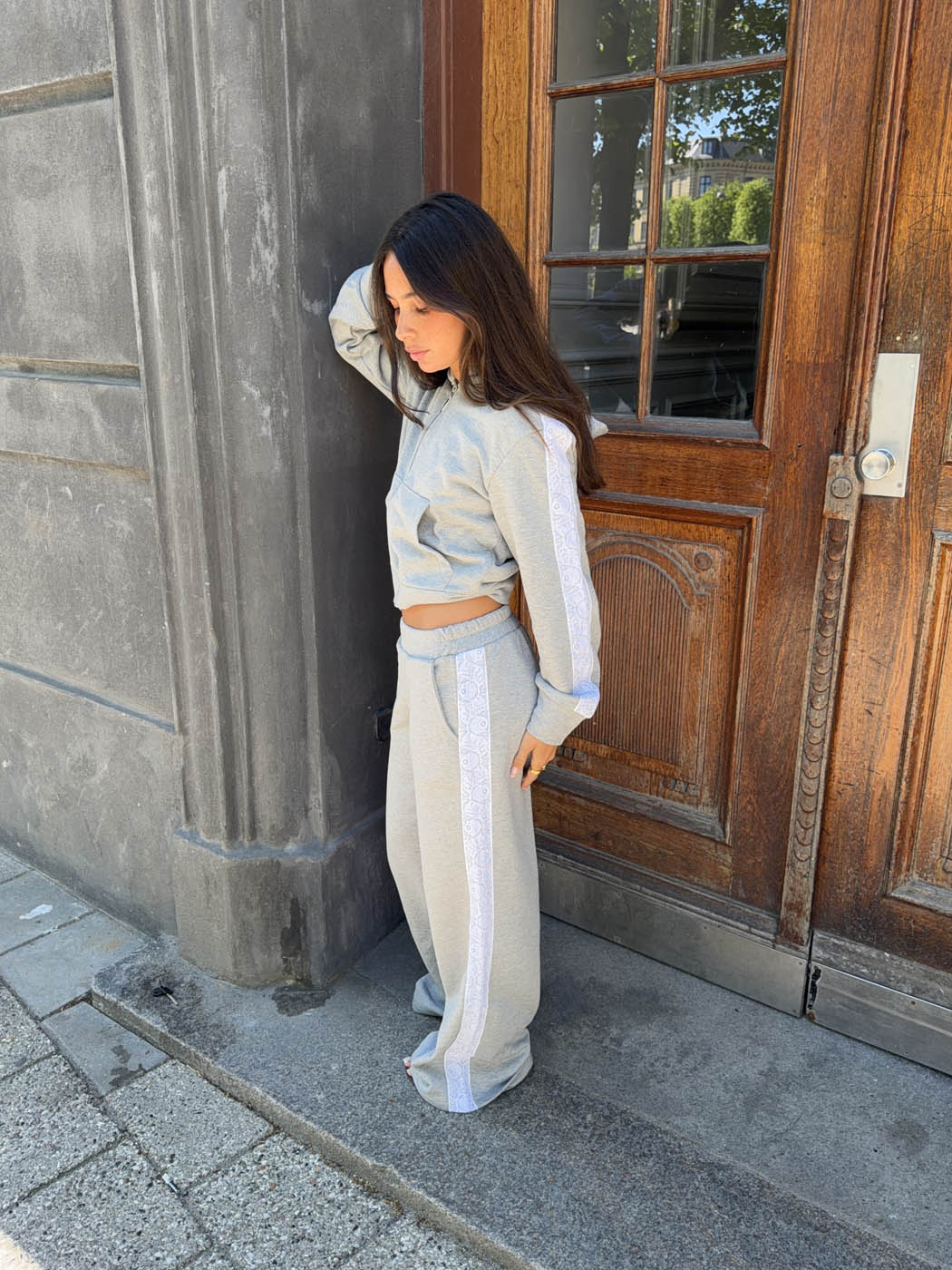 Obban sweatpants with lace - Grey/white