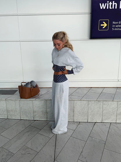 May sweatpants with polka dots - Grey/navy/white